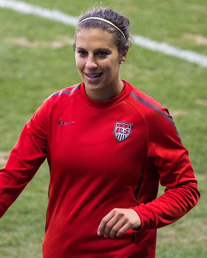 Carli Lloyd of the United States Women's National Soccer team warming up prior to a friendly match against Canada on September 17, 2011. Photo By Ampatent - Own work, CC BY-SA 3.0, https://commons.wikimedia.org/w/index.php?curid=17080835