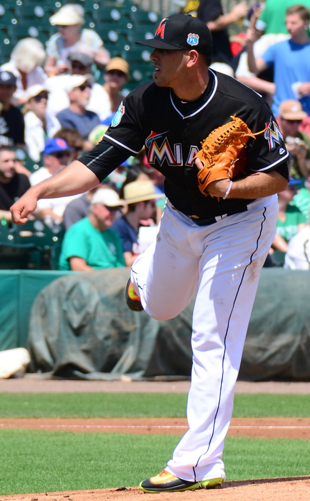 Fernández pitching for the Miami Marlins in 2016 spring training. By slgckgc on Flickr (Original version)UCinternational (Crop) - Originally posted to Flickr as "Jose Fernandea"Cropped by UCinternational, CC BY 2.0, https://commons.wikimedia.org/w/index.php?curid=47944418