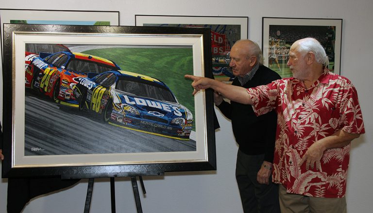 Artist Rick Rush Presents NASCAR Painting to American Sport Art Museum & Archives